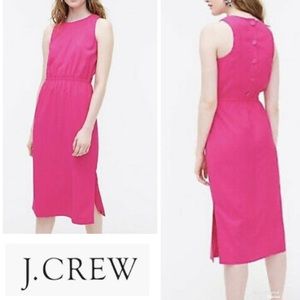 J.Crew Button Back MIDI Dress in hot pink